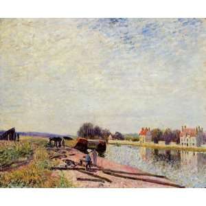 Oil Painting Barges on the Loing, Saint Mammes Alfred Sisley Hand Pa 