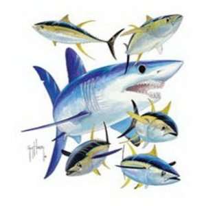  Guy Harvey Mako Shark White T Shirt: Sports & Outdoors
