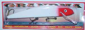   Lure Classic Crankbait Musky Pike R/W Red Head White Body  