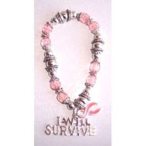  Breast Cancer Survival Awareness Bracelet Pink Beads 