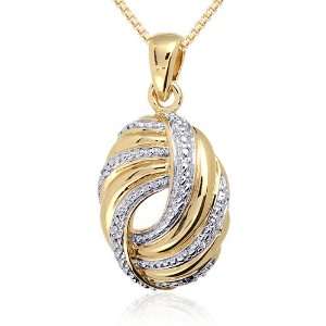 Breathtaking and Vibrant Vermeil Gold Swirl pendant with White Cubic 