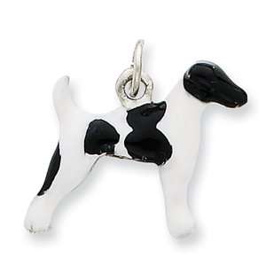  Sterling Silver Enameled Smooth Hair Fox Terrier Charm 