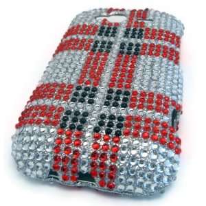 HTC Wildfire S Red Plaid Bling Gem Jewel Case Cover Skin Protector T 