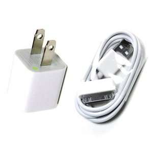 Bluecell White Wall Ac Charger USB Sync Data Cable for Iphone 4 4s 3g 