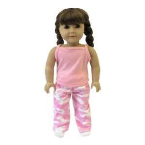  American Girl Doll Clothes Pink Camo Pajamas: Toys & Games