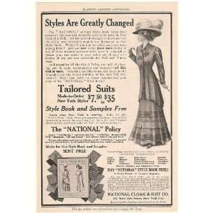  1908 National Cloak Suit Lady Tailored Suits Print Ad 