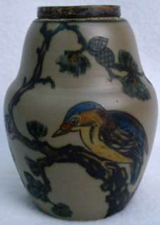 HJORTH Pottery Bornholm Denmark BIRD MOTIF VASE  