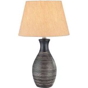  Table Lamp, Hand Painted Ceramic/Linen Shade, Type A 100W 