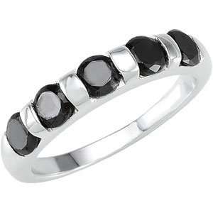  50917 Silver Size 06.00 Stackable Fashion Ring With Black 
