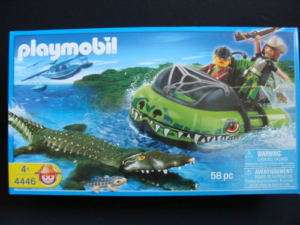 PLAYMOBIL Alligator Swamp Boat Hunter 58pc Set 4446 NEW  