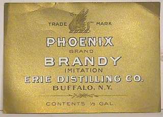 Pre pro Phoenix Brand Brandy Label   Buffalo, NY  