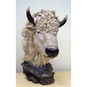  White Buffalo Mantle Statue Indoor Outdoor