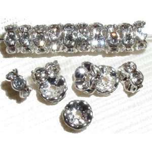  20pcs 7mm Swarovski Rhinestone Rondelles Silver / Crystal 