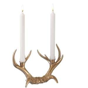  Pack of 2 Rustic Country Western Gold Antler Taper Candle 