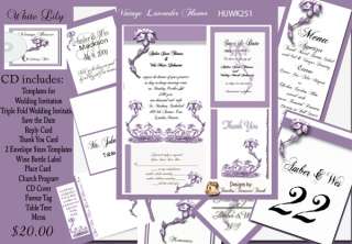 Vintage Lavender Flower Wedding Invitation Kit  