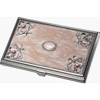    Pink Lacquered Business Card Holder For Women: Office Products