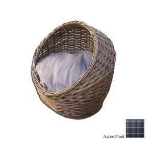  Snoozer Wicker Cat Bed, Large, Azure Plaid