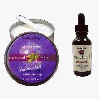 Earthly Body Lavender Candle & Miracle Oil Combo