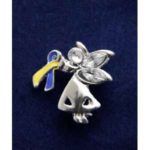  Blue and Yellow Ribbon Pin Angel By My Side (27 Pins 
