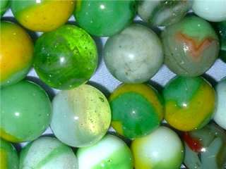 55 Green Swirl, Semi  Opaque, & Green Yellow Marbles  