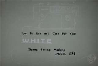 White 571 Sewing Machine Instruction Manual On CD  
