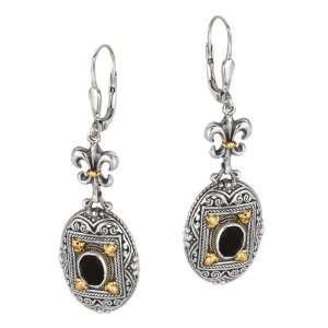   Gold & Sterling Silver Byzantine Ottoman Black Onyx Earrings Jewelry