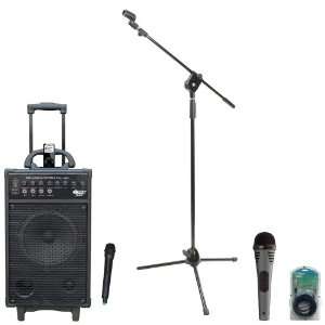  Speaker, Mic, Stand and Cable Package   PWMA860I 500W VHF Wireless 