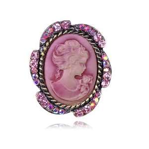  Cameo Maid Floral Shaped Pink Rose Crystal Rhinestone 