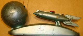 Vintage 1950s STRATO BANK Mechanical Rocket Ship and Moon VG F Working 