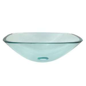  1/2 SQUARE TEMPER GLASS CLEAR VESSEL SINK Crystal Clear 