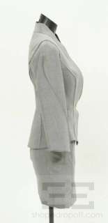   Mugler 2 Piece Grey Wool Jacket And Skirt Suit Set Size 36  