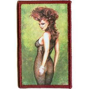  3.5 Olivia Bettie Page Sexy Black Fishnet Lady Patch 