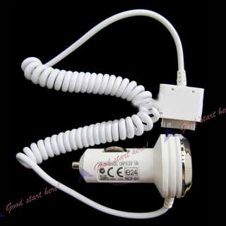 White Quality Car Vehicle Charger for Iphone 4G 3GS 3G  