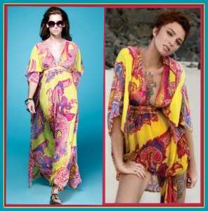   Silk Caftan Maxi Long Dress XS 0 2 4 UK 4 6 8 NWT Cabana Swim Cover Up