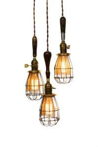 Light Caged Vintage Handle Caged Trouble Light Chandelier  