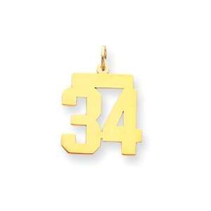  Sports Number 2 Digit Charm, Yellow Gold: Jewelry