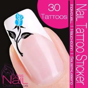  Nail Tattoo Sticker Rose / Flower   turquoise: Beauty