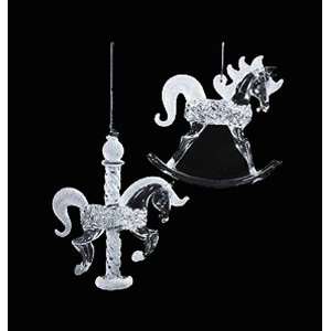   of 12 Spun Glass Rocking Horse and Carousel Christmas Ornaments 4