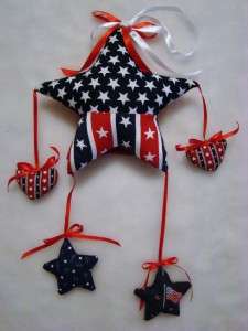   CRAFTED 6 PATRIOTIC STAR CHRISTMAS TREE TOPPER OR HANGING DECORATION