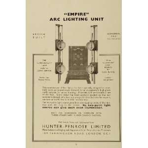 1933 Ad Hunter Penrose Empire Arc Lighting Unit Lamp   Original Print