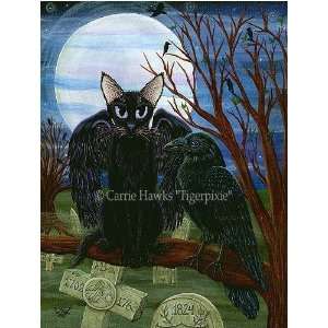  Ravens Moon by Carrie Hawks 8x10 Ceramic Art Tile with 