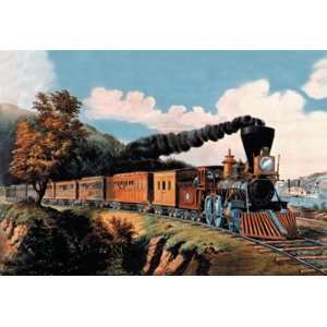  Steam Locomotive 12X18 Art Paper with Black Frame: Home 