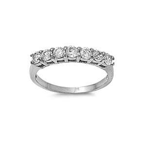   Clear CZ Silver Tone Stainless Steel Wedding Women Ring Band  