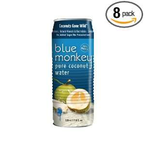 Blue Monkey Water, Coconut 100%, 17.60 Ounce (Pack of 8)