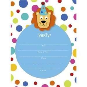  Lion With Party Hat Printable Invitations Kit 8 Pack Toys 