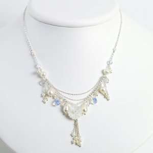   Silver Opalite & Aurora Borealis Crystal/Rock Quartz Necklace Jewelry