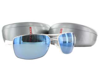 NEW Prada Sport SPS 53N 1BC/9P1 White / Blue Mirror Sunglasses  