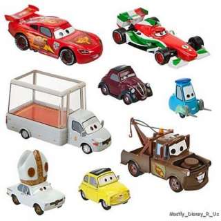 Disney Store Pixar Cars 2 Holy Moly Die Cast Set 8Pc Pope Mobile Luigi 