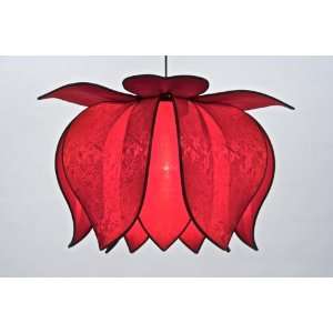  16 Silk Hanging Lamp   Blooming Lotus   Solar Red