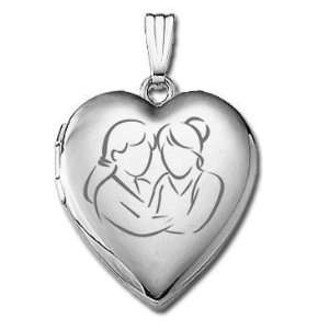  14k White Gold Sisters Devotion Hearts Locket: Jewelry